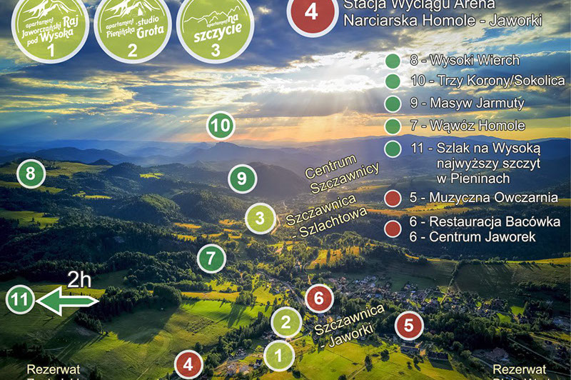 Mapka najbliżej okolicy Pienińskiej Groty